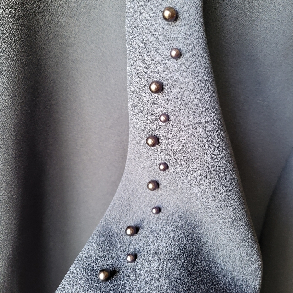 Navy Blue Beaded Open-front Blazer by Ursula of Switzerland Size 16 Made in USA - Picture 6 of 13